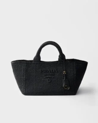 Bolso tote grande de ganchillo con detalles de piel