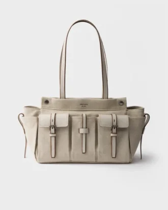 Bolso tote grande de lona y piel Prada Route