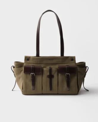 Bolso tote grande de lona y piel Prada Route