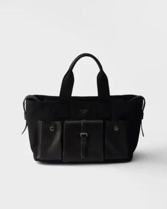 Bolso tote grande de lona y piel Prada Route