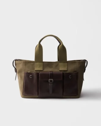 Bolso tote grande de lona y piel Prada Route