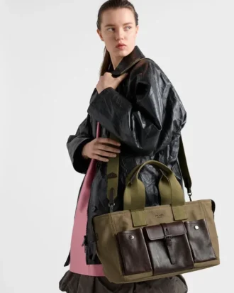 Bolso tote grande de lona y piel Prada Route