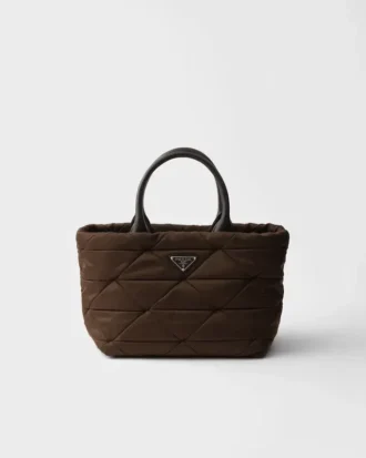 Bolso tote mediano acolchado de Re-Nylon y piel