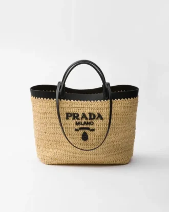 Bolso tote mediano de ganchillo y cuero