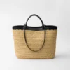 Bolso tote mediano de ganchillo y cuero Bolso tote mediano de ganchillo y cuero