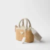 Bolso tote mini de mimbre y mezcla de lino