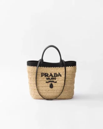 Bolso tote pequeño de ganchillo y piel
