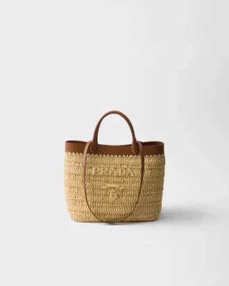 Bolso tote pequeño de ganchillo y piel