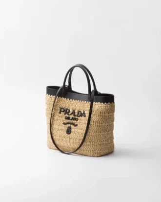 Bolso tote pequeño de ganchillo y piel