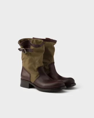 Botas de piel y lona