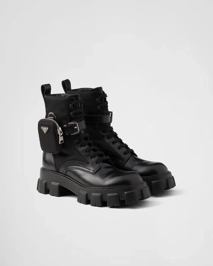 Botas Monolith de piel cepillada y Re-Nylon con bolsillo Botas Monolith de piel cepillada y Re-Nylon con bolsillo