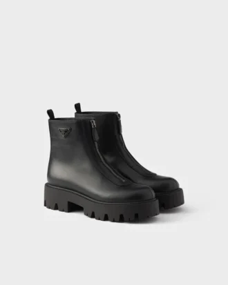 Botines de cuero con cremallera