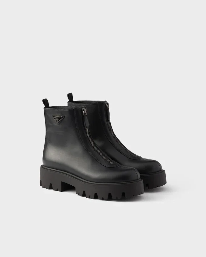 Botines de cuero con cremallera Botines de cuero con cremallera