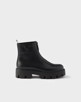 Botines de cuero con cremallera