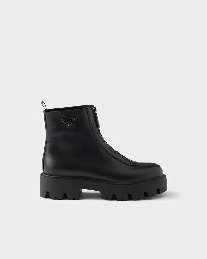 Botines de cuero con cremallera Botines de cuero con cremallera