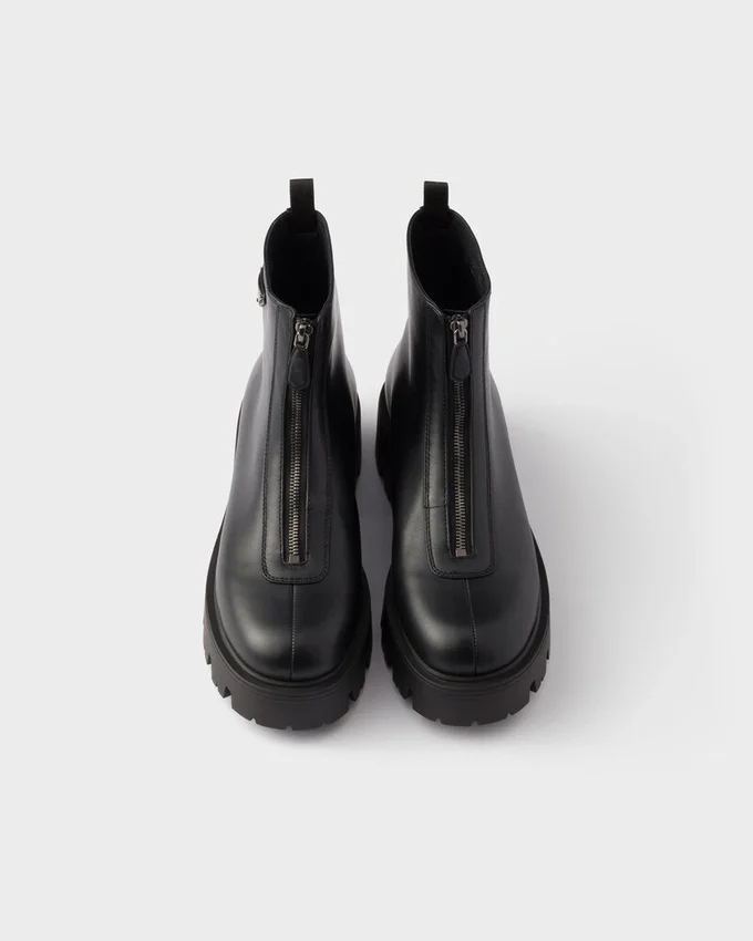 Botines de cuero con cremallera Botines de cuero con cremallera