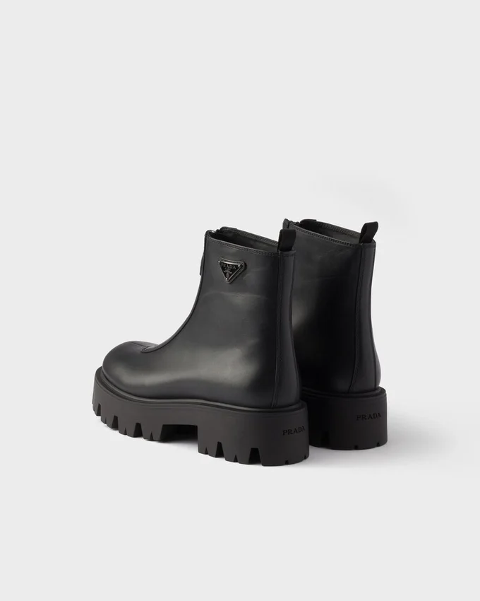 Botines de cuero con cremallera Botines de cuero con cremallera