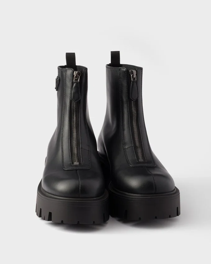 Botines de cuero con cremallera Botines de cuero con cremallera