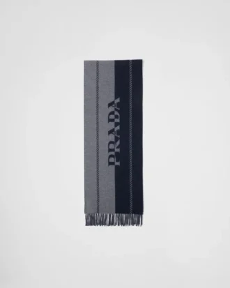 Bufanda pequeña de lana con logotipo en jacquard Bufanda pequeña de lana con logotipo en jacquard