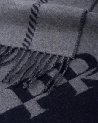 Bufanda pequeña de lana con logotipo en jacquard Bufanda pequeña de lana con logotipo en jacquard