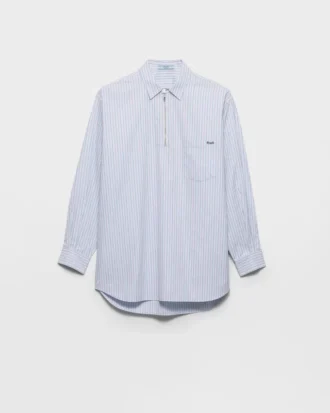 Camisa de algodón a rayas con media cremallera