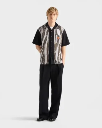 Camisa de algodón estampada Timecapsule con tachuelas