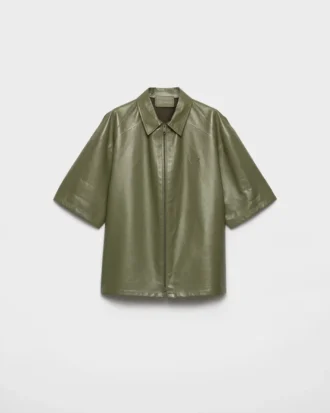 Camisa de cuero napa con cremallera