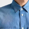 Camisa de denim ligero de manga corta Camisa de denim ligero de manga corta