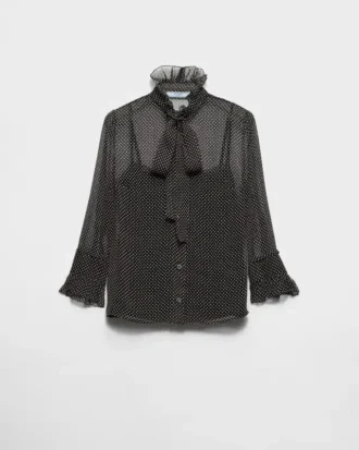 Camisa de gasa de seda con lunares Camisa de gasa de seda con lunares