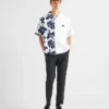 Camisa de manga corta de algodón grueso con estampado a dos tonos Camisa de manga corta de algodón grueso con estampado a dos tonos