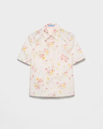 Camisa de popelín con estampado floral y manga corta