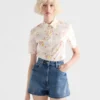 Camisa de popelín con estampado floral y manga corta Camisa de popelín con estampado floral y manga corta