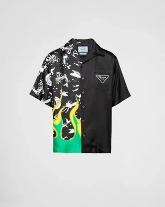 Camisa de sarga de seda Double Match Camisa de sarga de seda Double Match