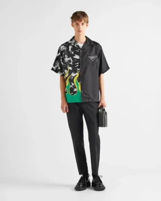 Camisa de sarga de seda Double Match Camisa de sarga de seda Double Match