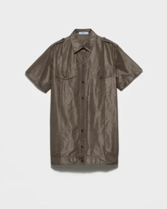Camisa de tafetán de manga corta