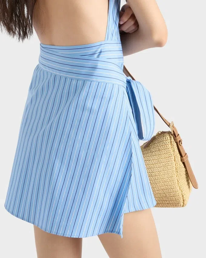 Camisa sin mangas de popelín a rayas Camisa sin mangas de popelín a rayas
