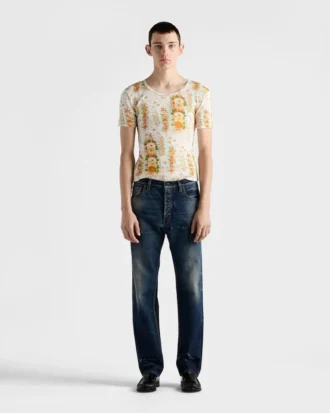 Camiseta de algodón con estampado floral