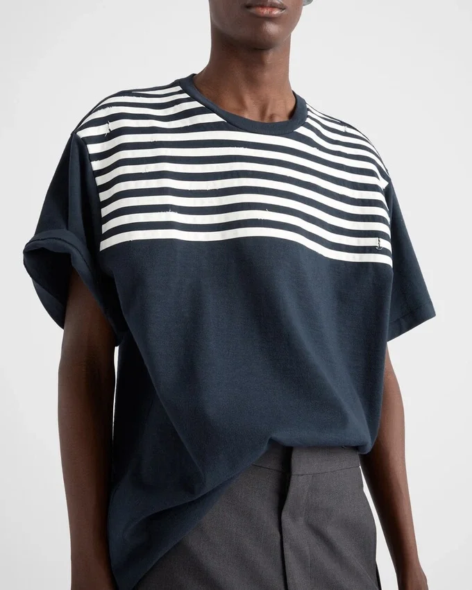 Camiseta oversize de algodón a rayas Camiseta oversize de algodón a rayas