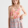Camiseta sin mangas de algodón de punto acanalado estampado Camiseta sin mangas de algodón de punto acanalado estampado