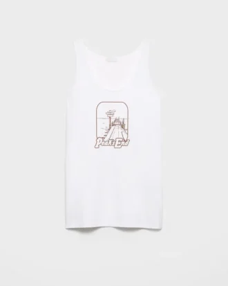 Camiseta sin mangas de algodón estampada