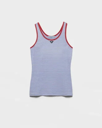 Camiseta sin mangas de jersey de algodón a rayas
