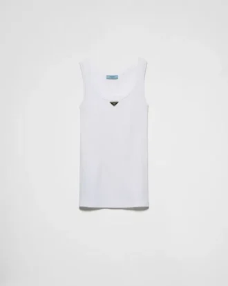 Camiseta sin mangas de punto acanalado