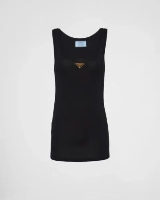 Camiseta sin mangas de punto acanalado
