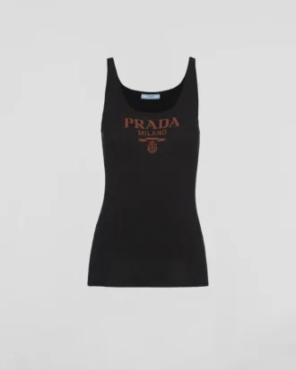 Camiseta sin mangas de seda con logotipo