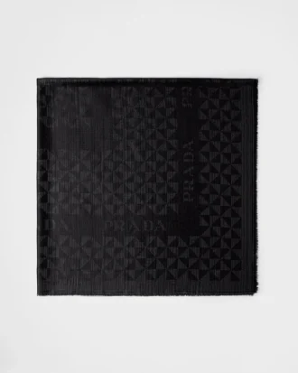 Chal de jacquard de lana, seda, cachemira y lurex