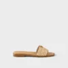 Chanclas de piel con detalles de ganchillo Chanclas de piel con detalles de ganchillo