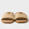Chanclas de piel con detalles de ganchillo Chanclas de piel con detalles de ganchillo
