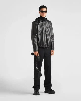 Chaqueta blouson reversible de napa y Re-Nylon Chaqueta blouson reversible de napa y Re-Nylon