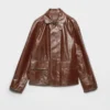 Chaqueta blusón de cuero de estilo vintage Chaqueta blusón de cuero de estilo vintage