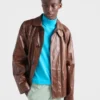 Chaqueta blusón de cuero de estilo vintage Chaqueta blusón de cuero de estilo vintage